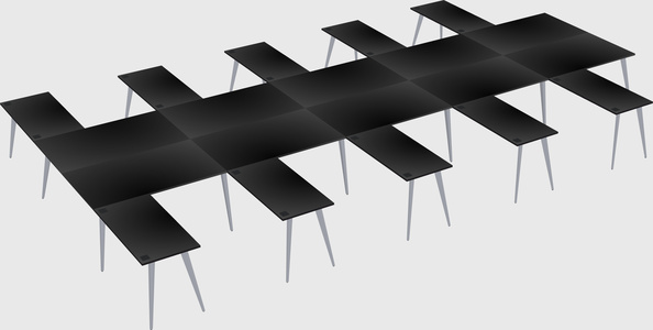 Shared l-shaped office desk system