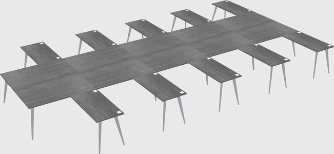 Shared l-shaped office desk system