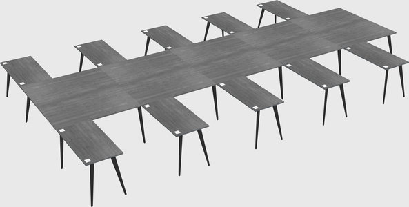 Shared l-shaped office desk system