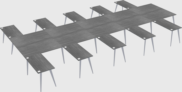 Shared l-shaped office desk system