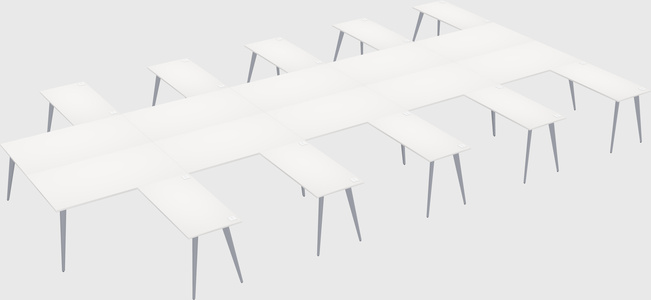 Shared l-shaped office desk system