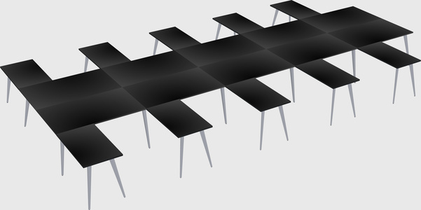 Shared l-shaped office desk system