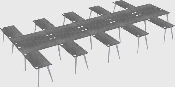 Shared l-shaped office desk system
