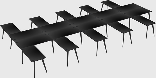 Shared l-shaped office desk system