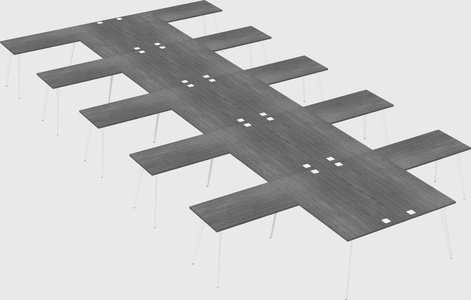 Shared l-shaped office desk system