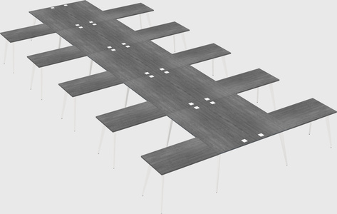 Shared l-shaped office desk system