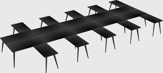 Shared l-shaped office desk system