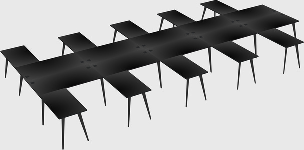 Shared l-shaped office desk system