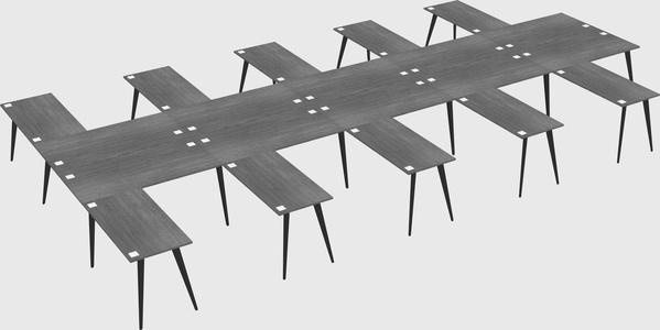 Shared l-shaped office desk system