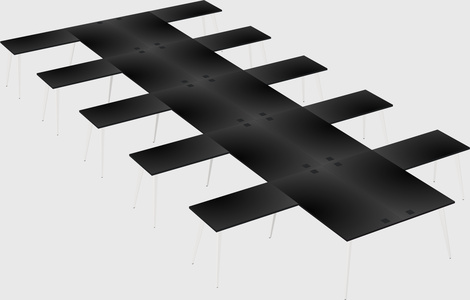 Shared l-shaped office desk system