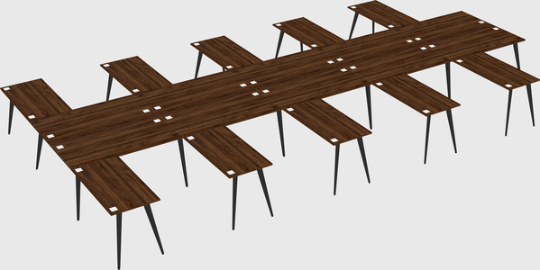 Shared l-shaped office desk system