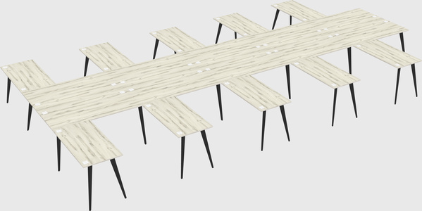 Shared l-shaped office desk system