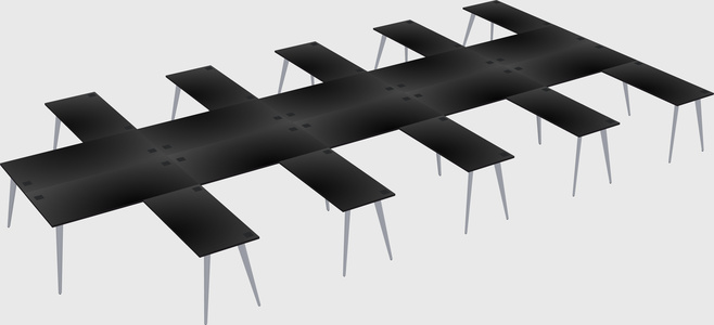 Shared l-shaped office desk system