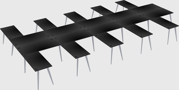 Shared l-shaped office desk system