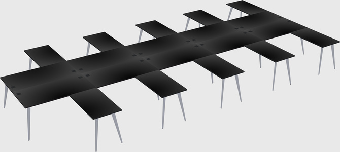 Shared l-shaped office desk system