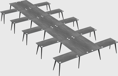 Shared l-shaped office desk system