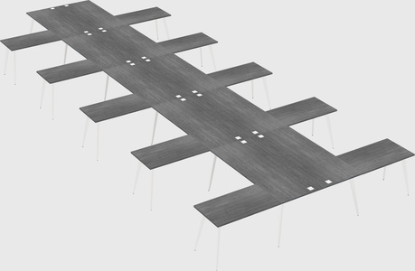 Shared l-shaped office desk system