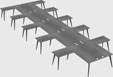 Shared l-shaped office desk system