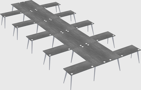 Shared l-shaped office desk system