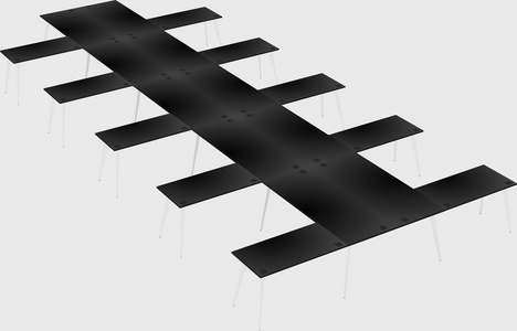 Shared l-shaped office desk system