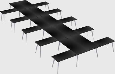 Shared l-shaped office desk system