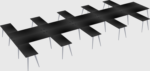 Shared l-shaped office desk system