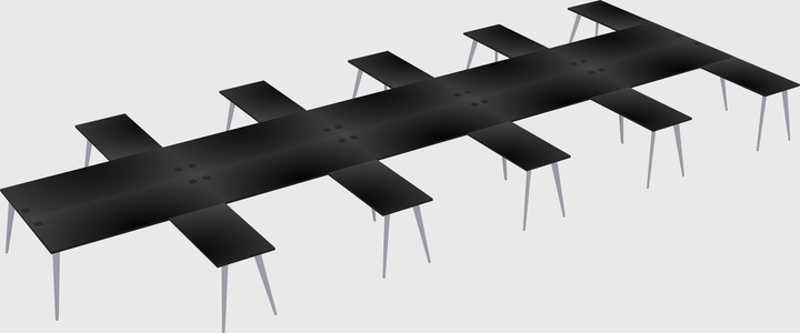 Shared l-shaped office desk system