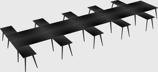 Shared l-shaped office desk system