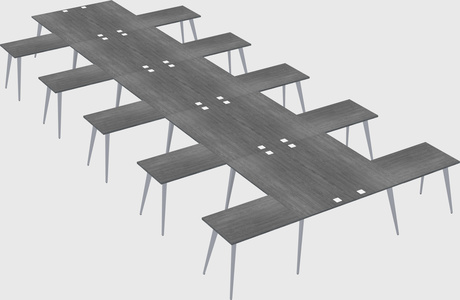 Shared l-shaped office desk system
