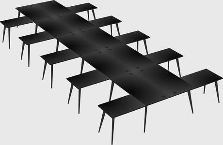 Shared l-shaped office desk system