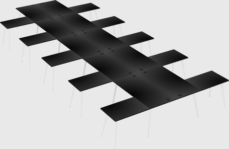 Shared l-shaped office desk system