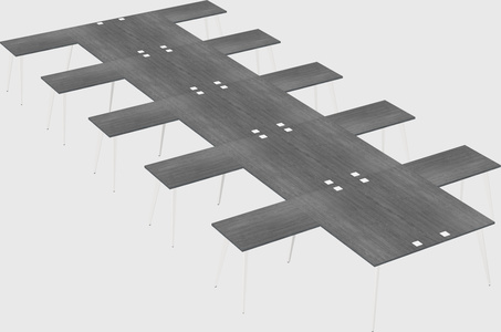 Shared l-shaped office desk system