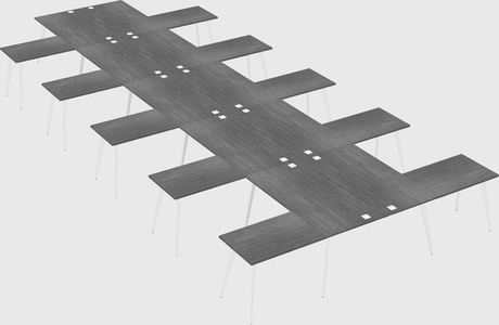 Shared l-shaped office desk system