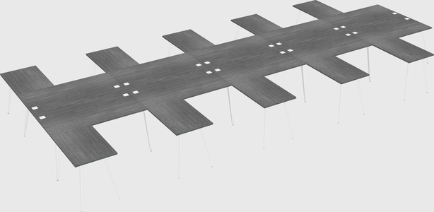 Shared l-shaped office desk system