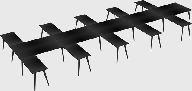 Shared l-shaped office desk system