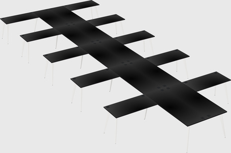 Shared l-shaped office desk system