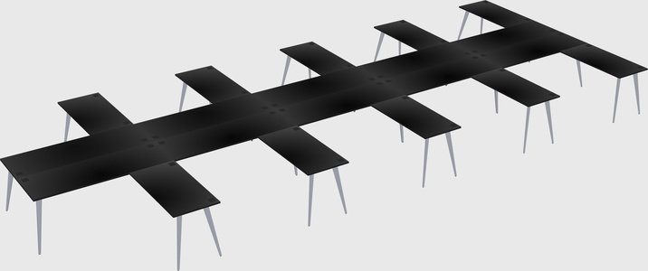 Shared l-shaped office desk system