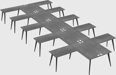 Shared l-shaped office desk system