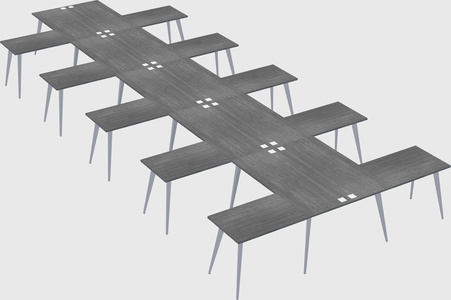 Shared l-shaped office desk system