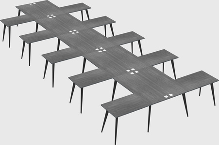 Shared l-shaped office desk system