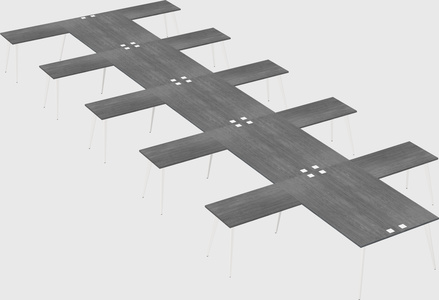 Shared l-shaped office desk system