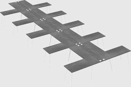 Shared l-shaped office desk system