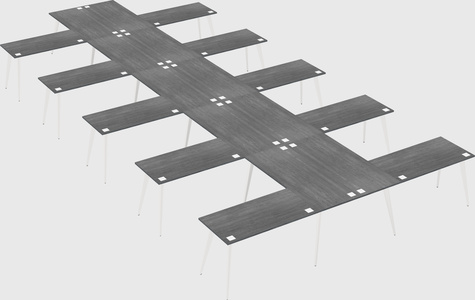 Shared l-shaped office desk system