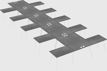 Shared l-shaped office desk system