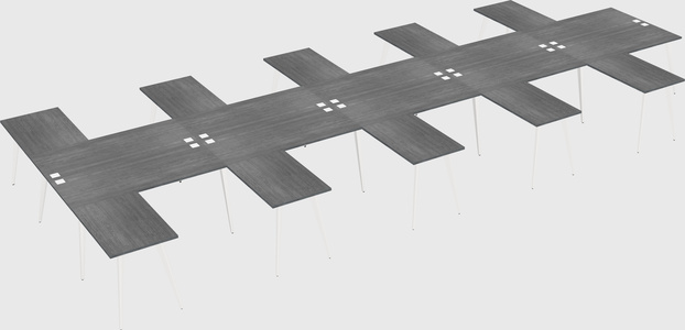 Shared l-shaped office desk system