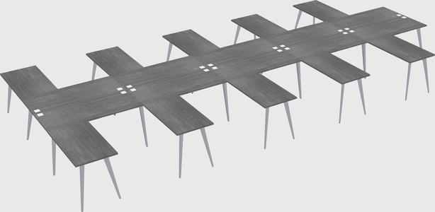 Shared l-shaped office desk system