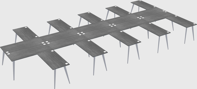 Shared l-shaped office desk system