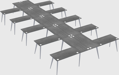Shared l-shaped office desk system
