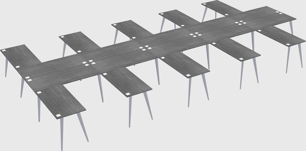 Shared l-shaped office desk system