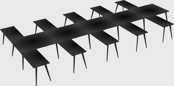 Shared l-shaped office desk system